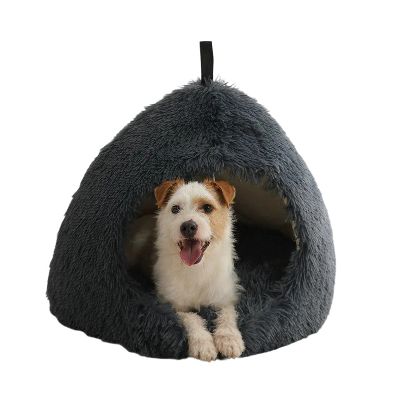 Winter plush dog cat bed nest