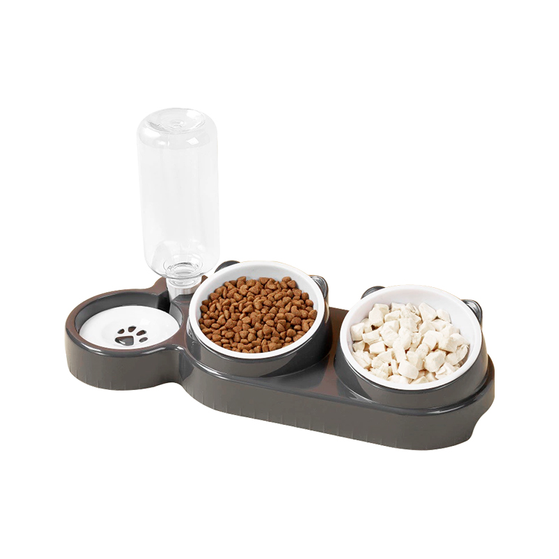 Awtomatikong double bowl pet drinking water feeder