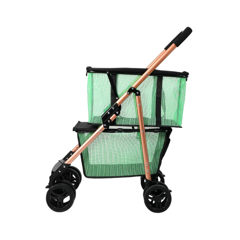 Dobleng kompartamento ng pet stroller at pet cage